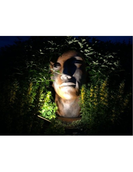 Steinguss Kunstobjekt Gesicht Mann Rosteffekt Steingesicht Deko aus Stein Gartendeko XXL