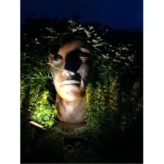 Steinguss Kunstobjekt Gesicht Mann Rosteffekt Steingesicht Deko aus Stein Gartendeko XXL