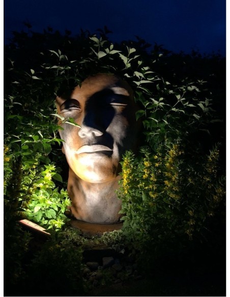 Steinguss Kunstobjekt Gesicht Mann Rosteffekt Steingesicht Deko aus Stein Gartendeko XXL