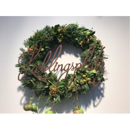 Edelrost Schriftzug Lieblingsplatz aus Metall oval Wandbild Wanddeko Deko zum Hängen