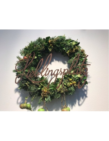 Edelrost Schriftzug Lieblingsplatz aus Metall oval Wandbild Wanddeko Deko zum Hängen