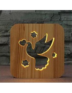 Holzlampe mit Motiv "Taube"- LED Nachttischlampe Kinderzimmerdeko Wohnzimmerdeko Tischlampe LED 2