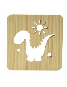 Holzlampe mit Motiv "Dino" - LED Tischlampen - Kinderzimmerdeko lustige Deko Fensterbankdeko 