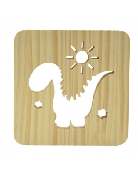 Holzlampe mit Motiv "Dino" - LED Tischlampen - Kinderzimmerdeko lustige Deko Fensterbankdeko 