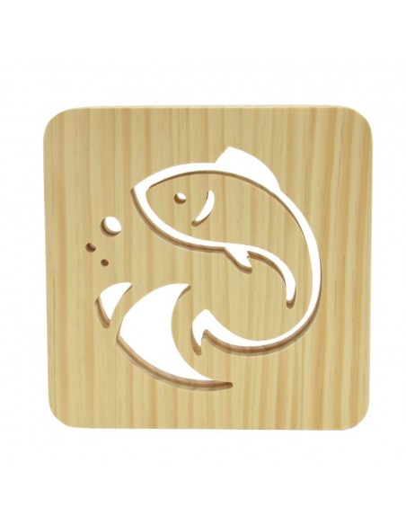 Holzlampe mit Motiv "Fisch" - LED Tischlampen LED Nachttischlampe Fensterbankdeko Wohnzimmerdeko