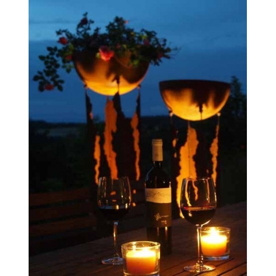 Dekosäule Taormina - 86 cm hoch - Gartendeko Rost im italienischen Stil - Rostsäule beleuchtet