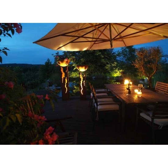 Dekosäule Taormina - 86 cm hoch - Gartendeko Rost im italienischen Stil - Rostsäule beleuchtet