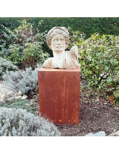 Edelrost Deko Podest aus Metall in Rostoptik Gartendeko Podest für Büste aus Stein