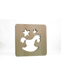 Holzlampe mit Motiv "Schaukelpferd" - LED Tischlampe, Lampen, Nachtischlampe, LED Licht, Kinderzimmerlicht, Kinderzimmerlampe