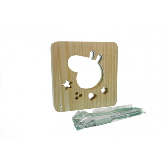 Holzlampe mit Motiv "Schwein" LED Tischlampen, Kinderzimmerlampe, Nachtischlampe, Wohndeko, Holzdeko, Licht fürs Kinderzimmer