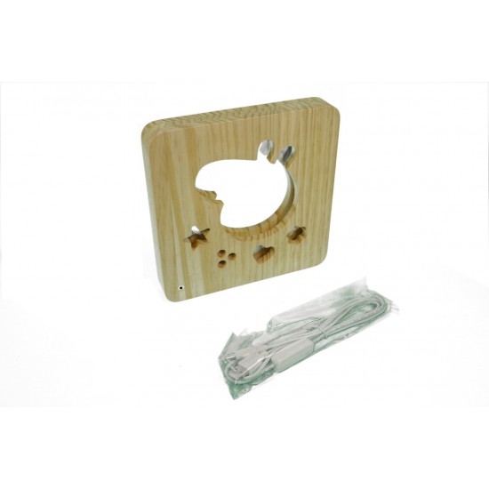 Holzlampe mit Motiv "Schwein" LED Tischlampen, Kinderzimmerlampe, Nachtischlampe, Wohndeko, Holzdeko, Licht fürs Kinderzimmer