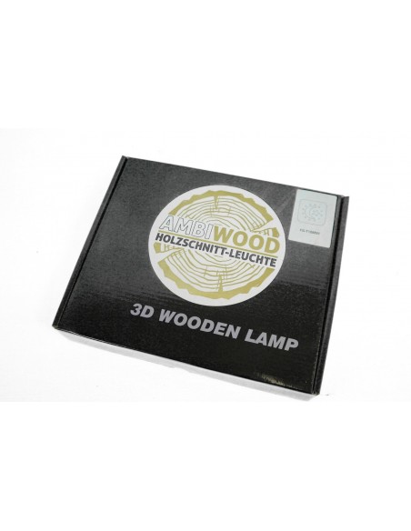 Holzlampe "Mond mit Kreisen" LED Tischlampen, Kinderzimmerlampe, Nachtischlampe, Wohndeko, Holzdeko, Licht fürs Kinderzimmer 	