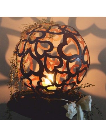 Rostdeko zum Beleuchten Herzkugel Ø 40 cm - Deko Kugel aus geschweißten Herzen Durchmesser 40 cm
unten kreisförmig offen, damit 