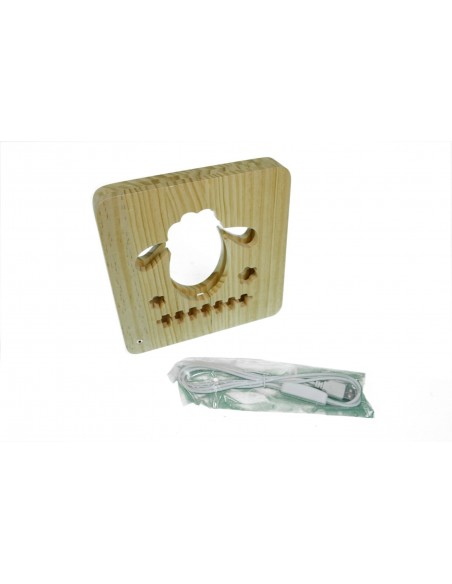 Holzlampe mit Motiv "Schaf" LED Tischlampen, Kinderzimmerlampe, Nachtischlampe, Wohndeko, Holzdeko, Licht fürs Kinderzimmer 	