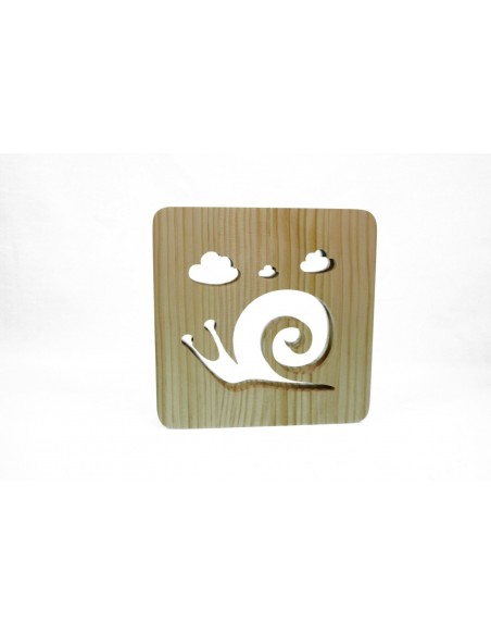 Holzlampe mit Motiv "Schnecke" LED Tischlampen, Kinderzimmerlampe, Nachtischlampe, Wohndeko, Holzdeko, Licht fürs Kinderzimmer