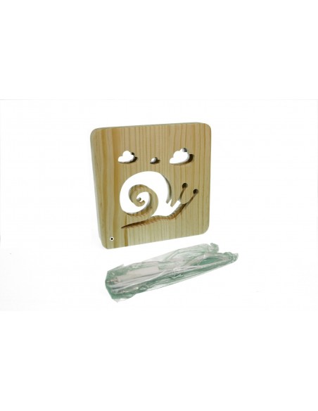 Holzlampe mit Motiv "Schnecke" LED Tischlampen, Kinderzimmerlampe, Nachtischlampe, Wohndeko, Holzdeko, Licht fürs Kinderzimmer
