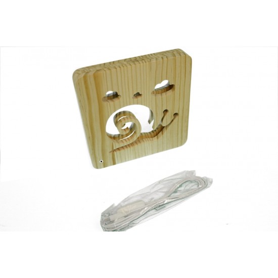 Holzlampe mit Motiv "Schnecke" LED Tischlampen, Kinderzimmerlampe, Nachtischlampe, Wohndeko, Holzdeko, Licht fürs Kinderzimmer