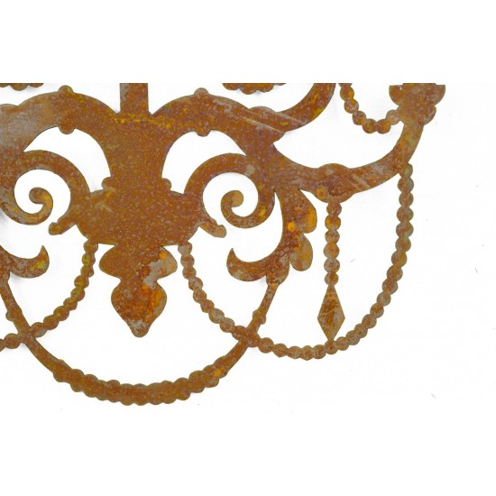 Edelrost Deko Kronleuchter aus Metall mit Rostpatina zum Aufhängen - Wohndeko, Barockdeko, zum Hängen