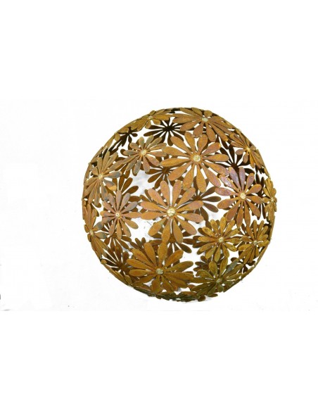 Deko Kugel "Daisy" mit Goldpunkten , Gartenkugel, Gartendeko, Metalldeko, Ornamentdeko, Ornament, Blumen