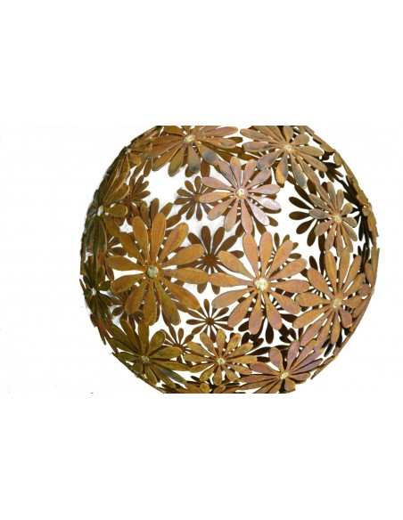Deko Kugel "Daisy" mit Goldpunkten , Gartenkugel, Gartendeko, Metalldeko, Ornamentdeko, Ornament, Blumen