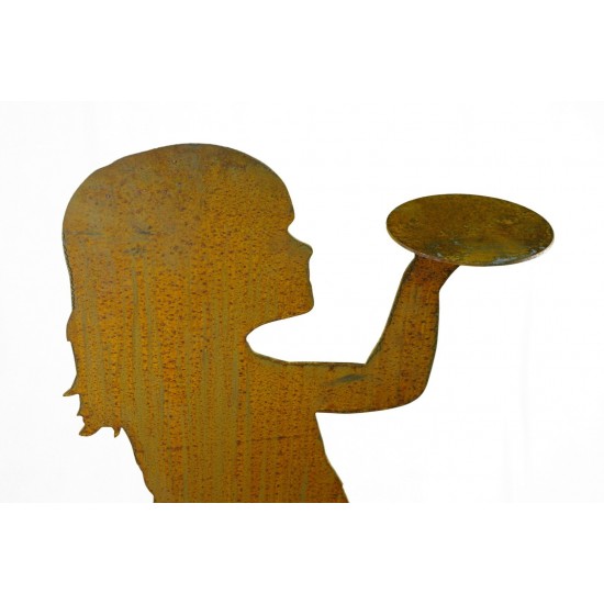 Blumenkind "Klara" mit Tablett für Blumendeko - Gartendeko, Kinderfigur, Metalldeko, Blumenhalter