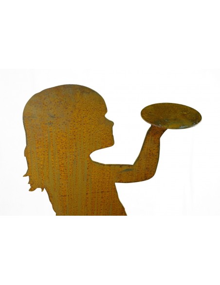 Blumenkind "Klara" mit Tablett für Blumendeko - Gartendeko, Kinderfigur, Metalldeko, Blumenhalter