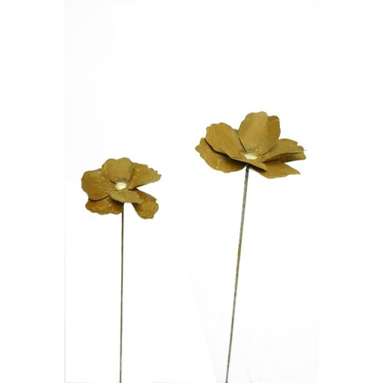 Deko Mohn mit Goldmitte Ø ca. 15 cm - Blumendeko für den Garten, Hochbeete, Erde