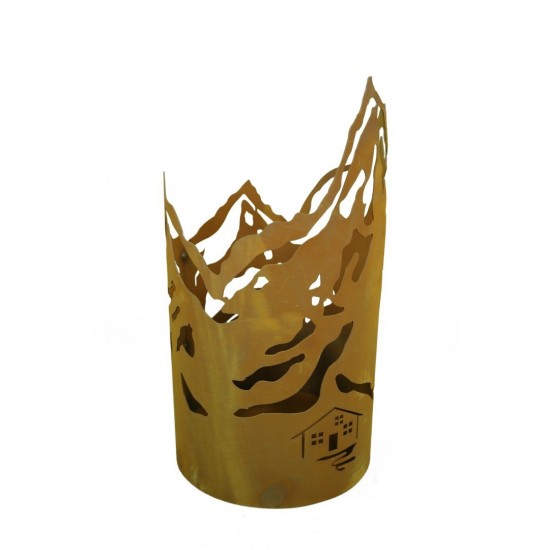 Deko Windlicht "Berge" - Windlichter für den Garten, Metalldeko, Laterne, Edelrostdeko, Rost Patina