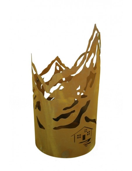 Deko Windlicht "Berge" - Windlichter für den Garten, Metalldeko, Laterne, Edelrostdeko, Rost Patina