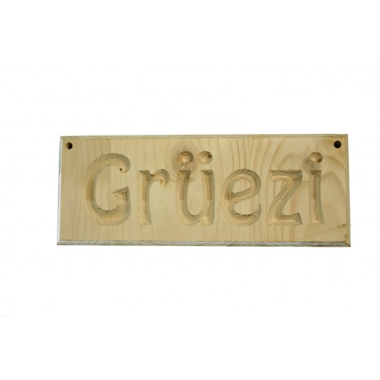 Deko Holzschild "Grüezi" zum Hängen , Holzdeko, Spruchdeko, Deko mit Spruch, Allgäuer Deko