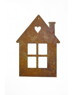 Wandbild Metall "kleines Haus mit Herz" - Cottage Deko, Metalldeko, Metallbild, Wohndeko, zum Hängen