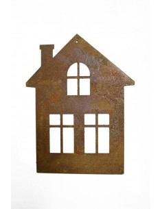 Wandbild Metall "kleines Haus eckigen Fenstern" - Cottage Deko, Metalldeko, Metallbild, Wohndeko, zum Hängen