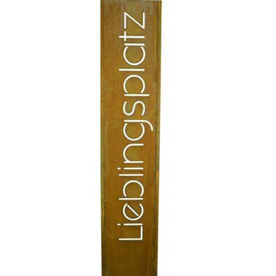 Statement Stele "Lieblingsplatz", Metalldeko, Gartendeko, Deko mit Spruch, Loungedeko