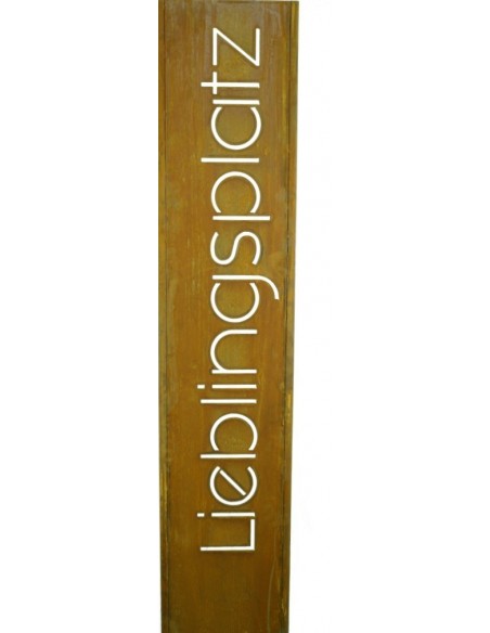 Statement Stele "Lieblingsplatz", Metalldeko, Gartendeko, Deko mit Spruch, Loungedeko