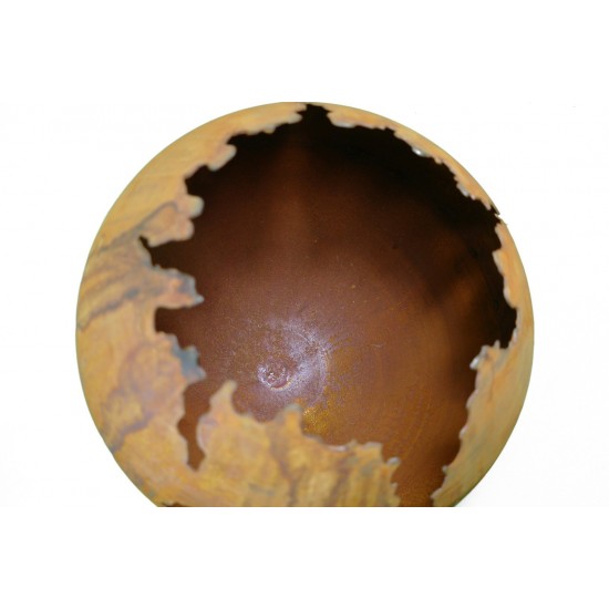 Feuerkugel mit Rissen auf kurzem Rohr , Metalldeko, Feuerschale, Gartendeko, originale Deko, zum Befeuern