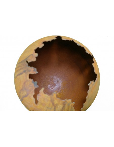 Feuerkugel mit Rissen auf kurzem Rohr , Metalldeko, Feuerschale, Gartendeko, originale Deko, zum Befeuern