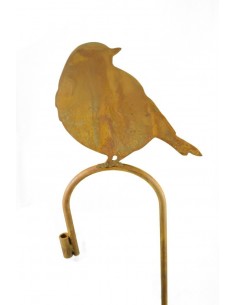 Deko rostiges Zaunelement mit Vogel nach hinten blickend