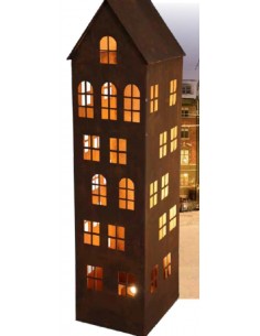 Edelrost Lichthaus eckig mit Boden - Höhe x Breite: 100 x 24 cm