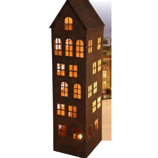  Edelrost Lichthaus eckig mit Boden - Höhe x Breite: 100 x 24 cm 