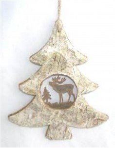 Deko Birkenbaum mit Metallmotiv - 13x11 cm