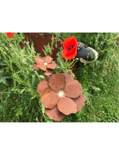 Deko Mohn mit Goldmitte groß - Deko für den Garten und für Hochbeete  2