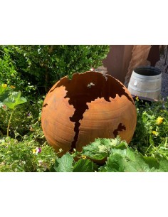 Feuerkugel mit Rissen auf kurzem Rohr , Metalldeko, Feuerschale, Gartendeko, originale Deko, zum Befeuern 2