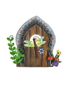 Deko Feen-Tür mit Libelle und blauer Blume , Märchenwelt, Figuren, Feen und Elfen, Wohndeko, Kindezimmerdeko