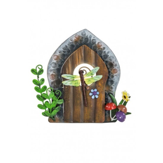 Deko Feen-Tür mit Libelle und blauer Blume , Märchenwelt, Figuren, Feen und Elfen, Wohndeko, Kindezimmerdeko