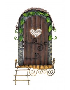 Deko Feen-Tür mit Herzfenster und Leiter , Wohndeko, Kinderzimmerdeko, Mystische Figuren, Feen und Elfen