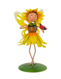 Dekofigur Sonnenblumen-Fee "Honey" auf Platte , Märchenwelt, Feen und Elfen, mystische Figuren, Wohndeko, Kinderzimmerdeko