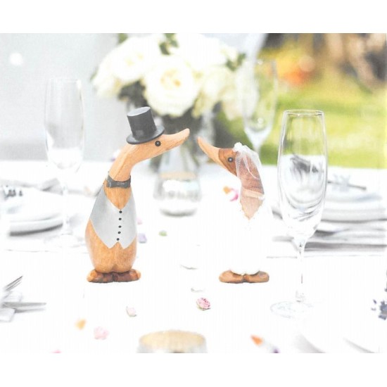 Deko Naturholz Entlein Brautpaar ,Hochzeitsdeko, Deko für Paare, Deko aus Holz