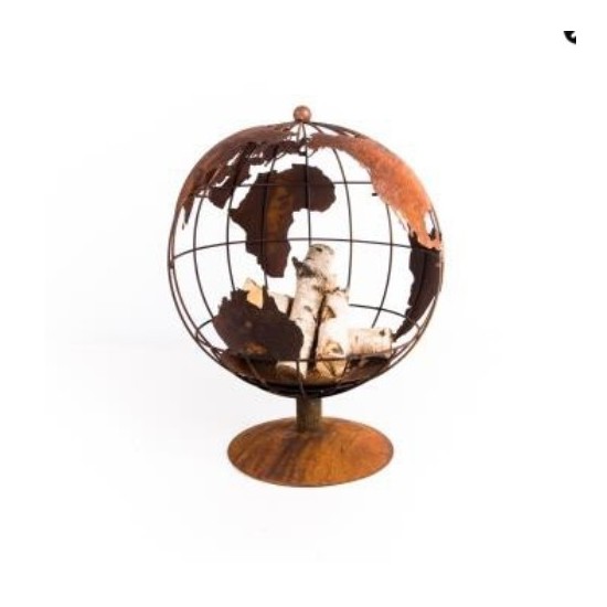 XL Feuerkugel Globus - 100 cm hoch - Brennende Weltkugel als Feuerschale