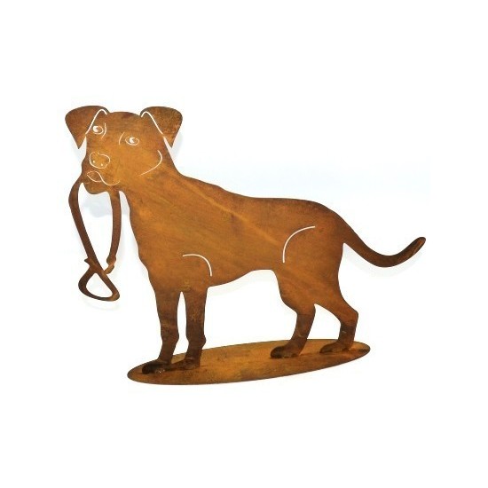 Deko Hund mit Leine im Maul -