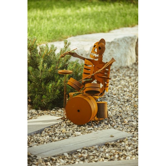 Deko Skelett als Schlagzeuger - Halloween Gartendeko